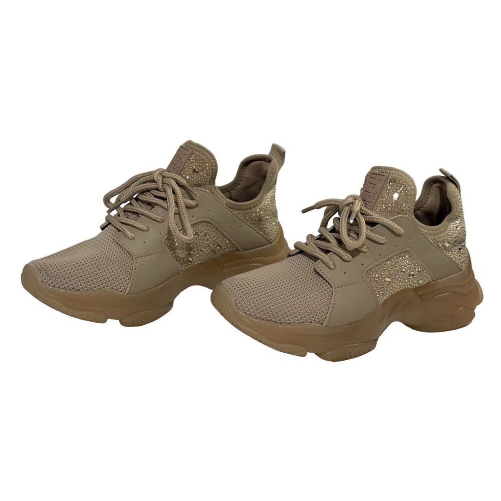 Steve Madden GANZO-R Sneakers Women's 7M Beige Rhinestone Lifestyle